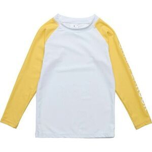 SNAPPER ROCK White Yellow Sleeve Sustainable LS Rash Top size 10